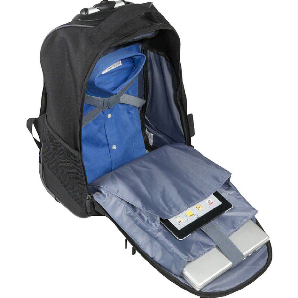 Compact Rolling Laptop Backpack Black/Gray Business Bag 16"-TSB750AP