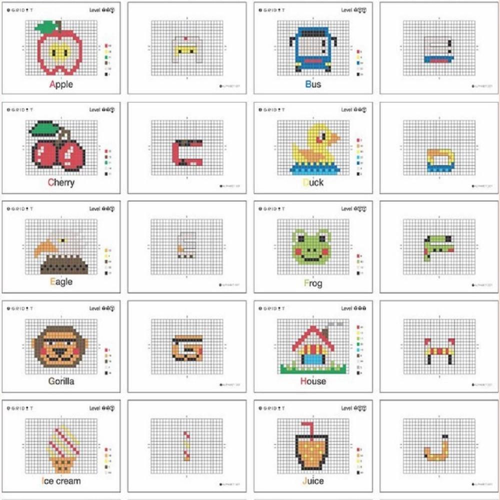 GRIDOT ALPHABET-DOT Pixel Art Block Educational for Kids Learn-Art Toy for Toddler