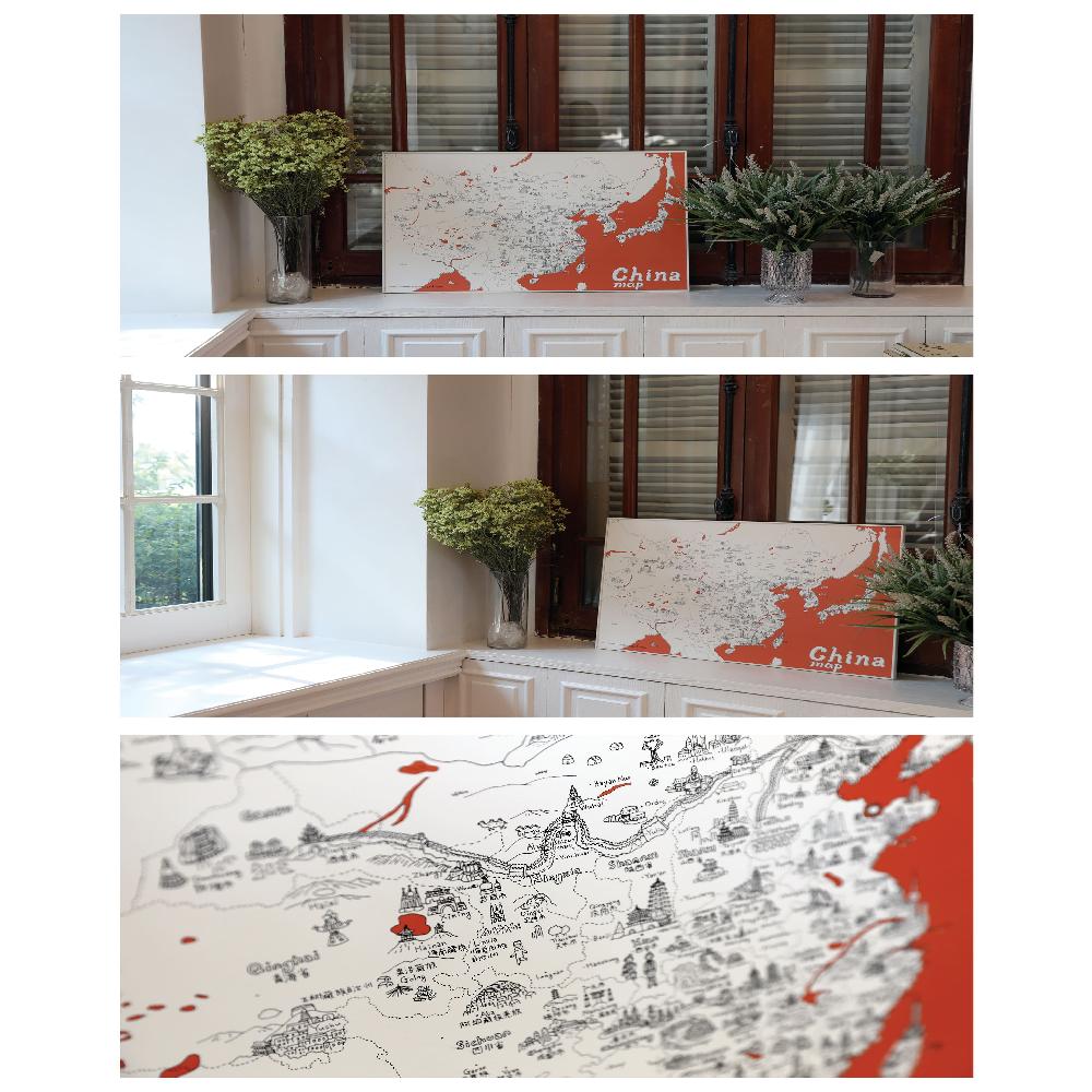 Dream Sky Nation-Map Decorative Coloring Painting DIY Paper Continent Map - China