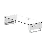 Computer Monitor riser R1 Height Adjustable, USB Hub and Tempered glass