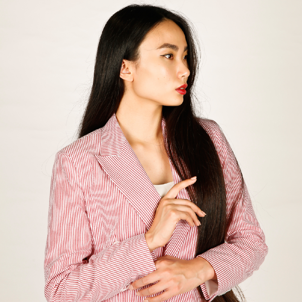 SUIT HEEL SEERSUCKER STRIPE DOUBLE SUIT