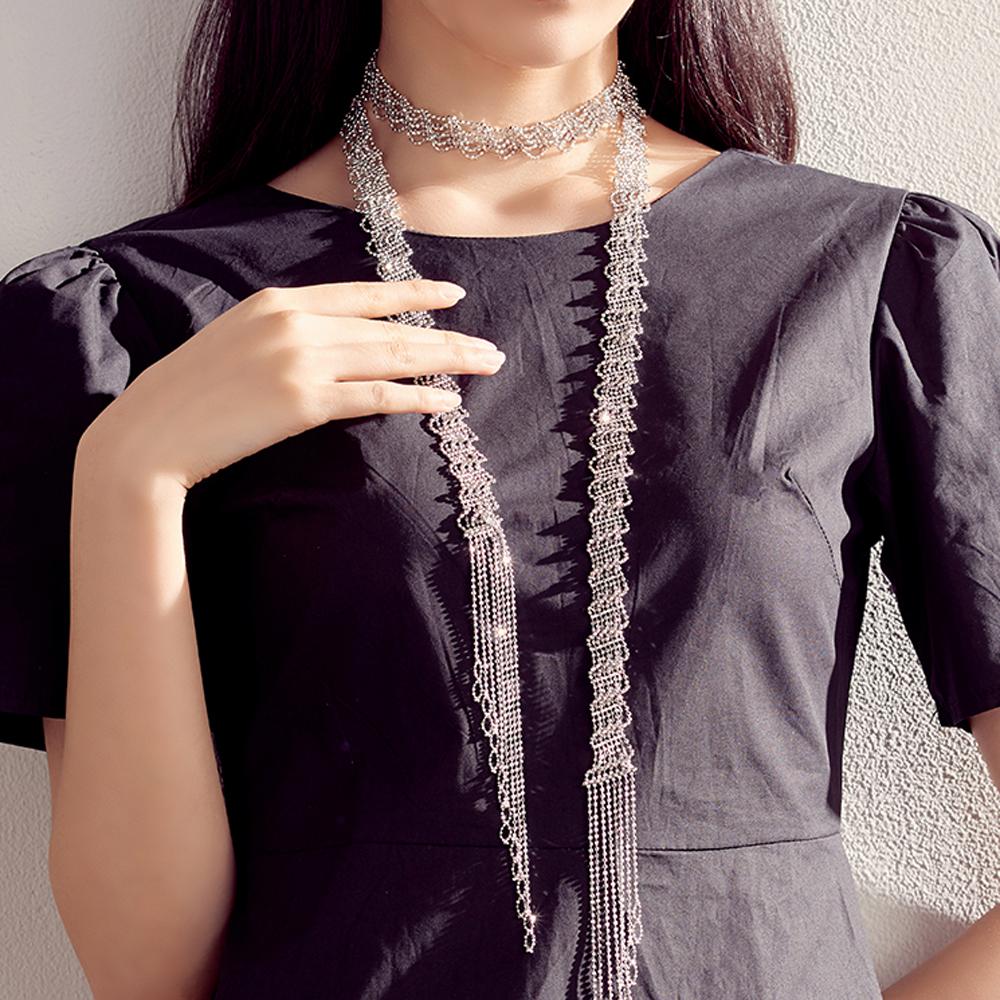 Silver embroidery crafted Scarf Necklaces : K333