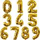 full image Balloon for an event and a birthday shaped numbers (gold)