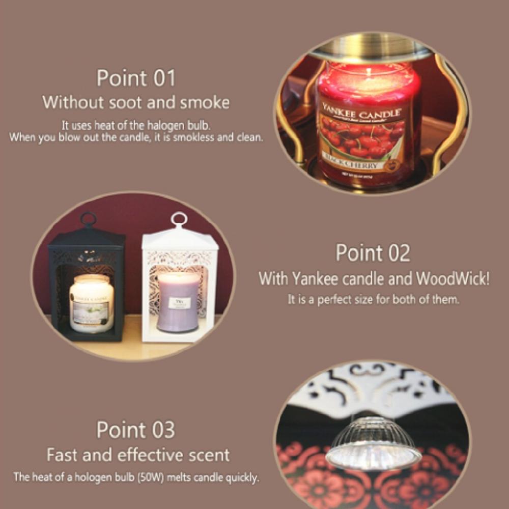 Aroma Candle Candle Lantern Lamp Candle Stand Candle Warmer (Scroll)/White Dial