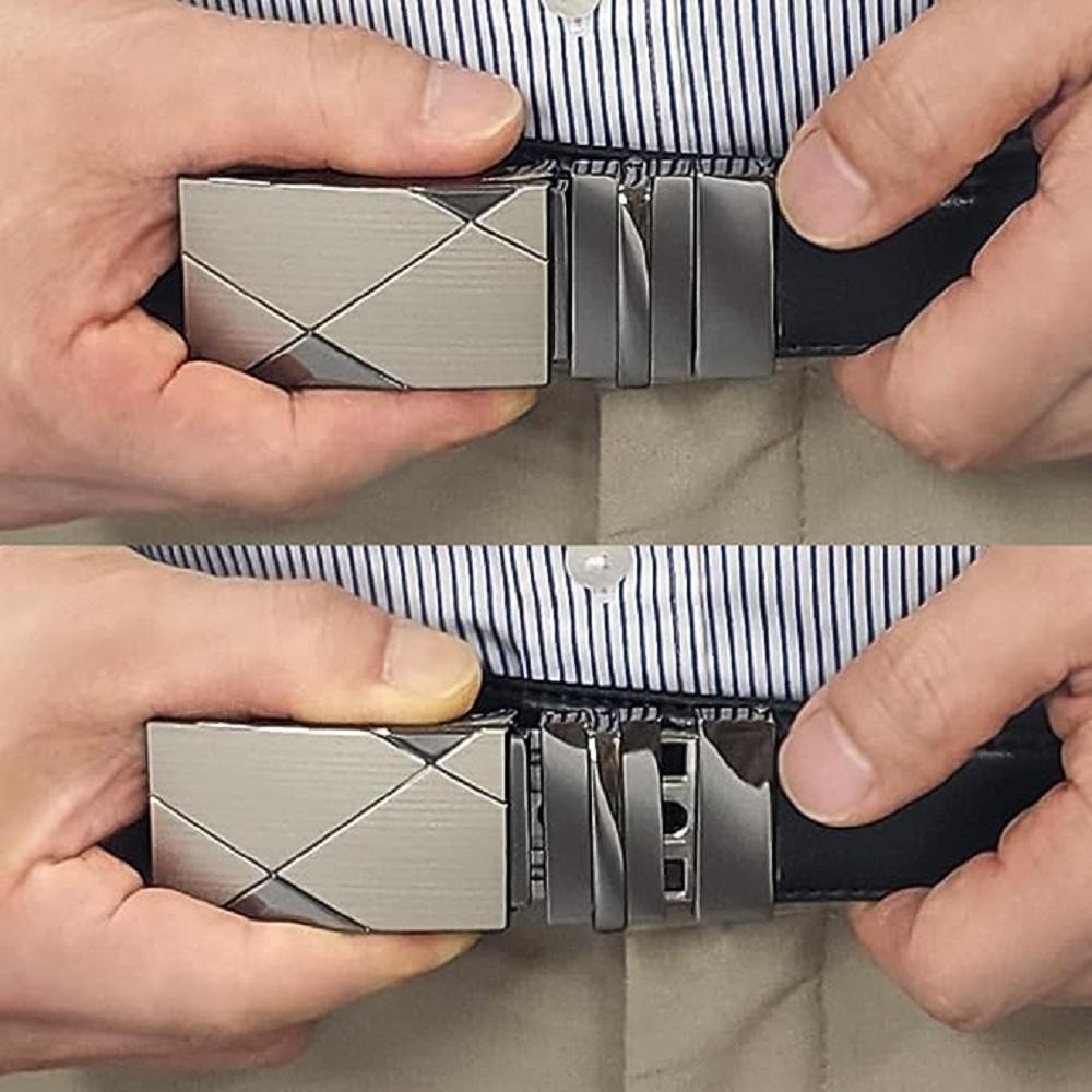 LineFit Men's Leather Belt_Casual Dress Classic Jean Adjustable Automatic Stretch Buckle S06 (Sizes