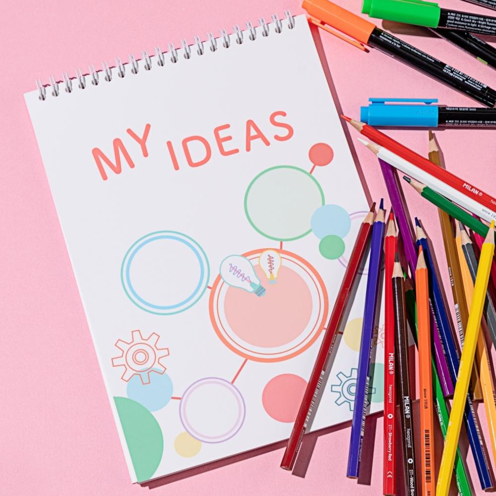 Plain Spiral Notebook no lines/Thick Blank Paper, Drawing Paper/ 40 Sheets (80 Pages), 7.17" x 10.12